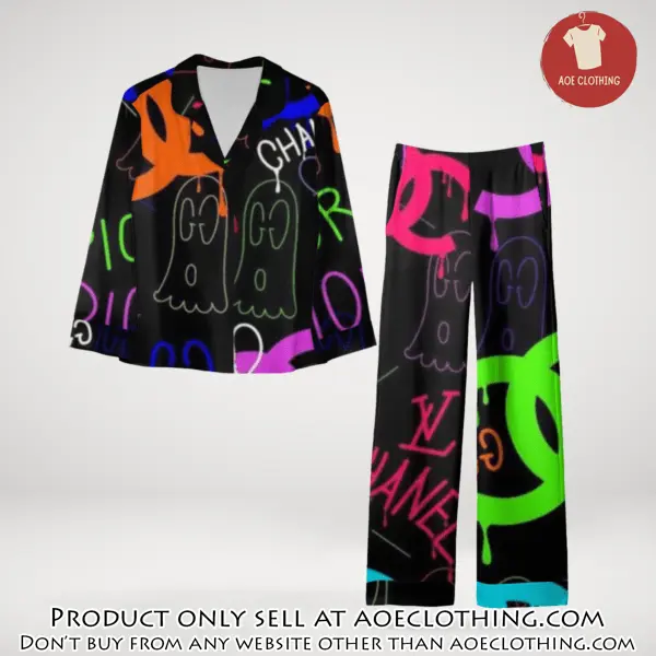 Trending luxury chanel satin pajama set pjs1043 aoe2605241